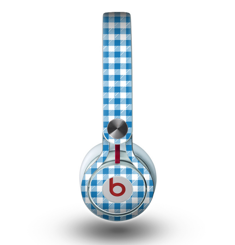 The Blue and White Woven Plaid Pattern Skin for the Beats by Dre Mixr Headphones