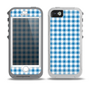 The Blue and White Woven Plaid Pattern Skin for the iPhone 5-5s OtterBox Preserver WaterProof Case