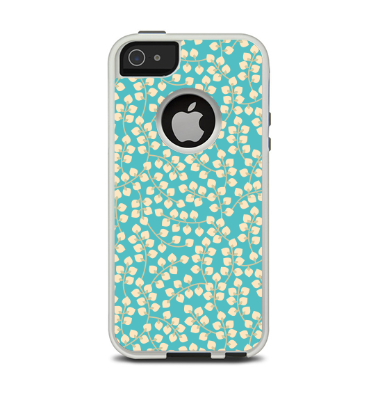 The Blue and Yellow Floral Pattern V43 Apple iPhone 5-5s Otterbox Commuter Case Skin Set