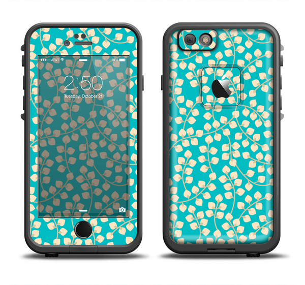 The Blue and Yellow Floral Pattern V43 Apple iPhone 6 LifeProof Fre Case Skin Set