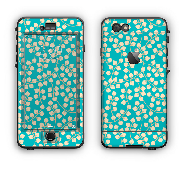 The Blue and Yellow Floral Pattern V43 Apple iPhone 6 LifeProof Nuud Case Skin Set