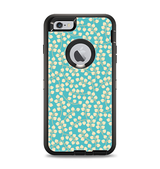 The Blue and Yellow Floral Pattern V43 Apple iPhone 6 Plus Otterbox Defender Case Skin Set