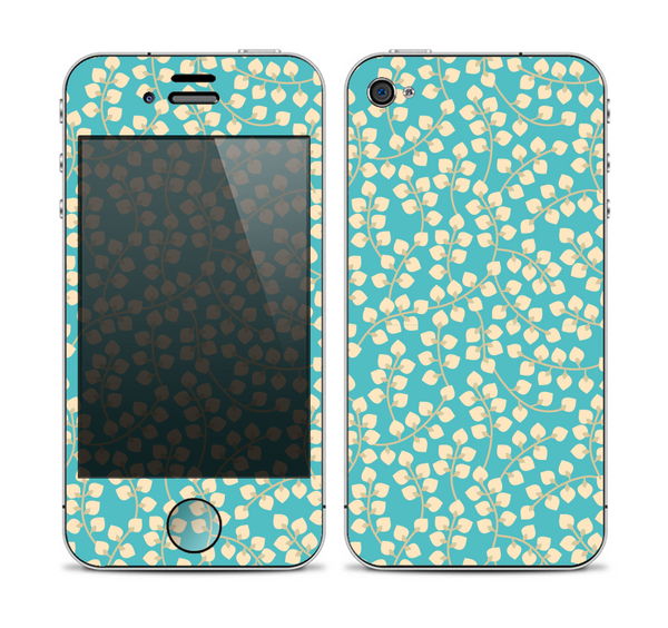 The Blue and Yellow Floral Pattern V43 Skin for the Apple iPhone 4-4s