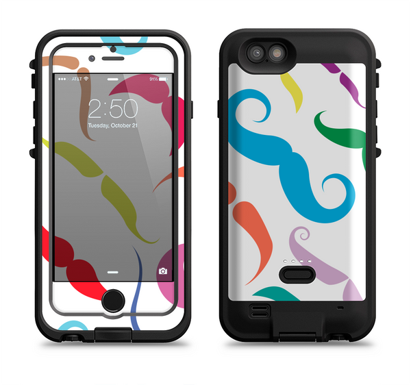 The Bold Colorful Mustache Pattern Apple iPhone 6/6s LifeProof Fre POWER Case Skin Set