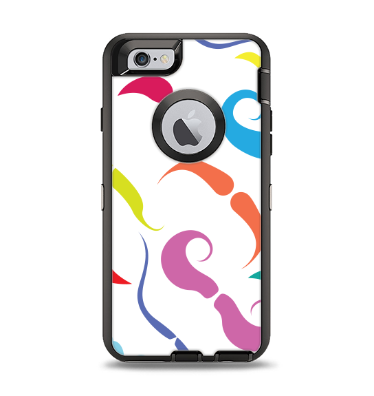 The Bold Colorful Mustache Pattern Apple iPhone 6 Otterbox Defender Case Skin Set