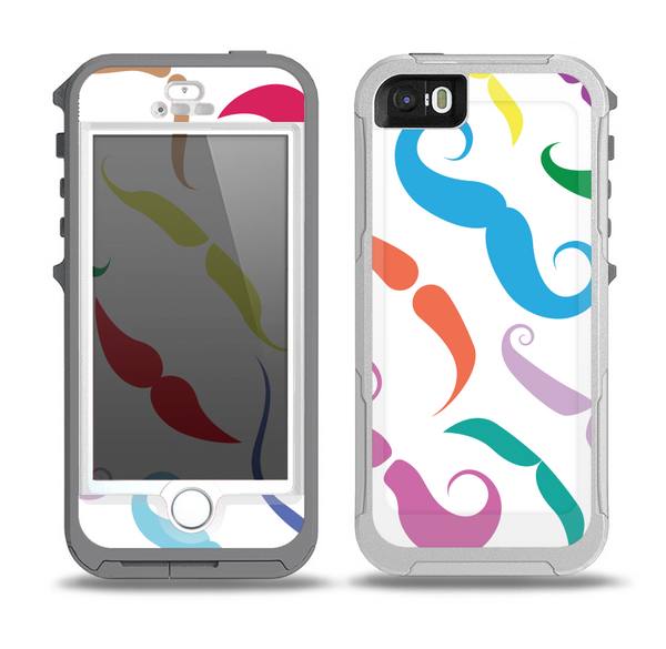The Bold Colorful Mustache Pattern Skin for the iPhone 5-5s OtterBox Preserver WaterProof Case
