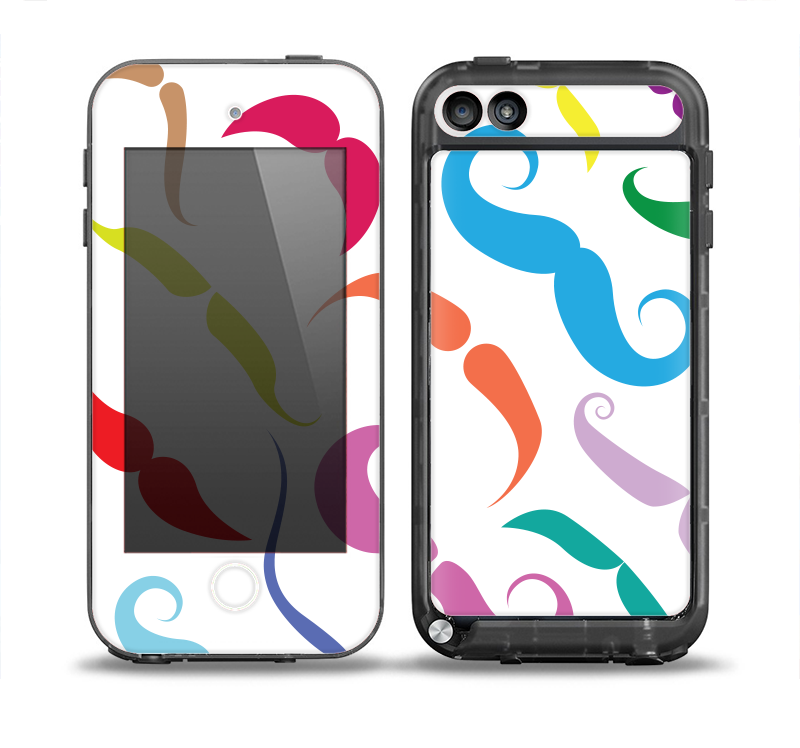 The Bold Colorful Mustache Pattern Skin for the iPod Touch 5th Generation frē LifeProof Case