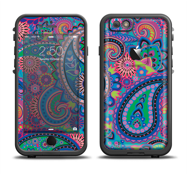 The Bold Colorful Paisley Pattern Apple iPhone 6 LifeProof Fre Case Skin Set