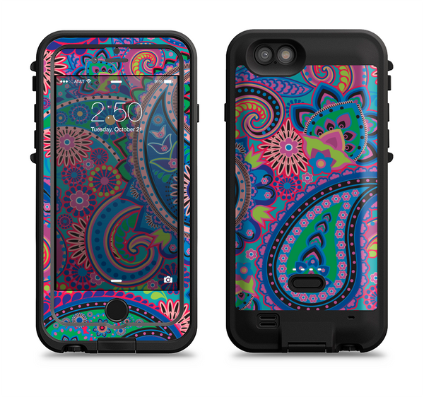 The Bold Colorful Paisley Pattern Apple iPhone 6/6s LifeProof Fre POWER Case Skin Set