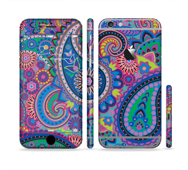 The Bold Colorful Paisley Pattern Sectioned Skin Series for the Apple iPhone 6s