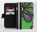 The Bold Paisley Flower Ink-Fuzed Leather Folding Wallet Credit-Card Case for the Apple iPhone 6/6s, 6/6s Plus, 5/5s and 5c