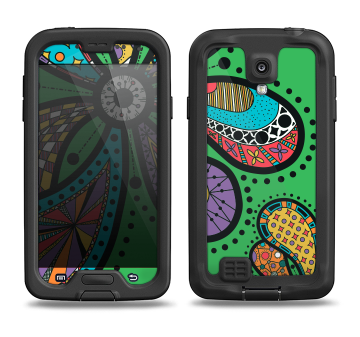 The Bold Paisley Flower Samsung Galaxy S4 LifeProof Fre Case Skin Set