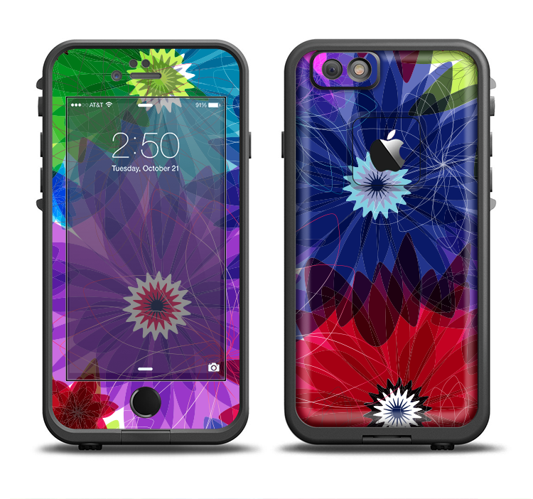 The Boldly Colored Flowers Apple iPhone 6/6s Plus LifeProof Fre Case Skin Set
