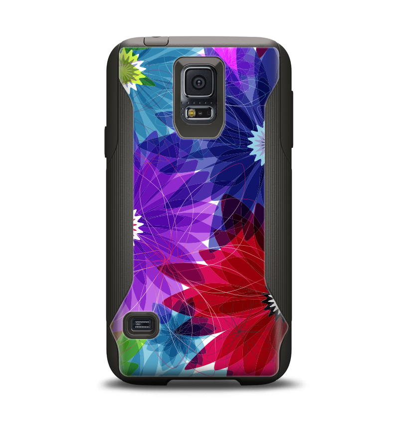 The Boldly Colored Flowers Samsung Galaxy S5 Otterbox Commuter Case Skin Set