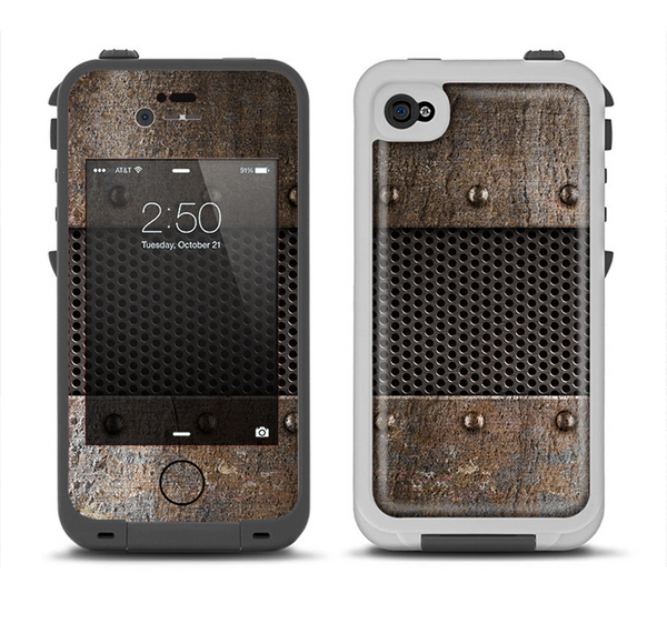 The Bolted Rustic Metal Sheets Apple iPhone 4-4s LifeProof Fre Case Skin Set