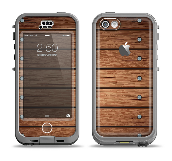 The Bolted Wood Planks Apple iPhone 5c LifeProof Nuud Case Skin Set
