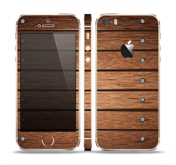 The Bolted Wood Planks Skin Set for the Apple iPhone 5s