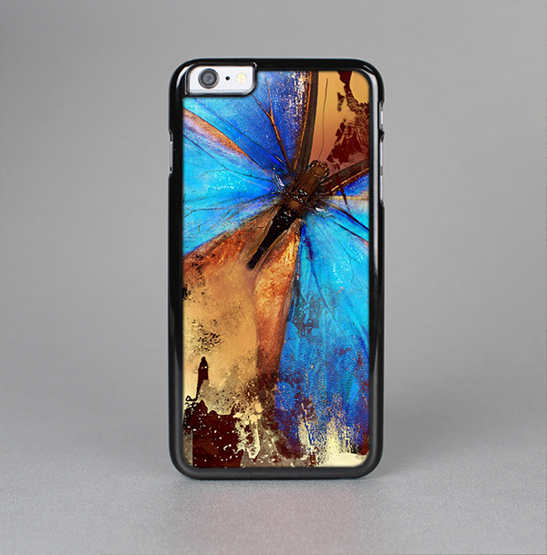 The Bright Blue Butterfly on Grunge Gold Surface Skin-Sert Case for the Apple iPhone 6 Plus