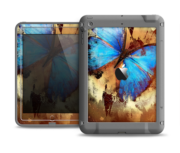 The Bright Blue Butterfly on Grunge Gold Surface Apple iPad Mini LifeProof Fre Case Skin Set