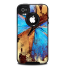 The Bright Blue Butterfly on Grunge Gold Surface Skin for the iPhone 4-4s OtterBox Commuter Case