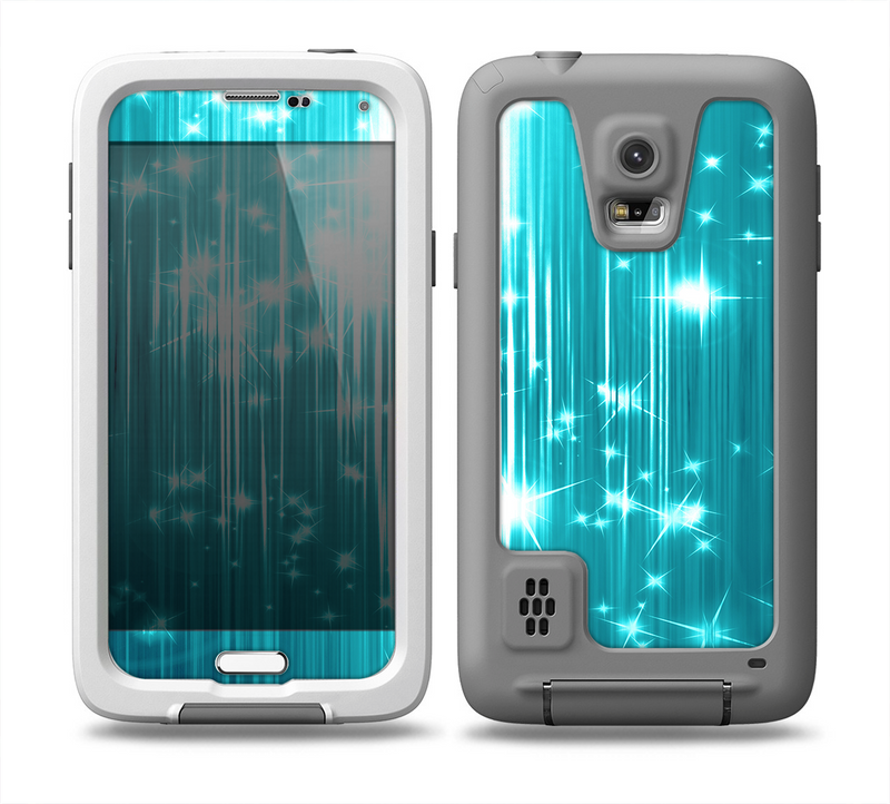 The Bright Blue Glistening Streaks Skin for the Samsung Galaxy S5 frē LifeProof Case