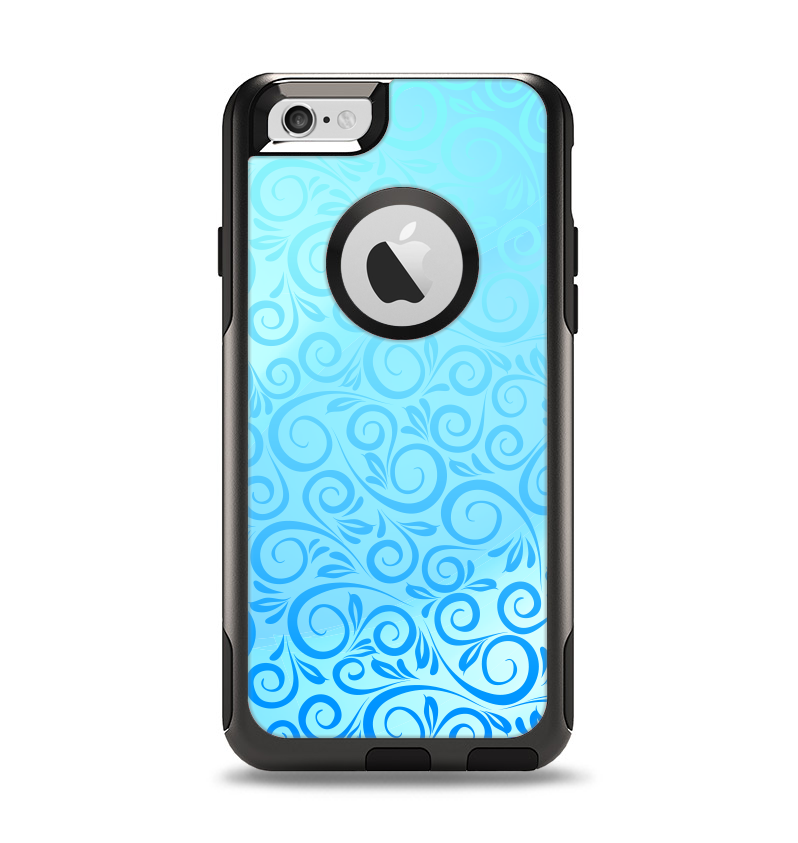 The Bright Blue Vector Spiral Pattern Apple iPhone 6 Otterbox Commuter Case Skin Set