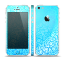 The Bright Blue Vector Spiral Pattern Skin Set for the Apple iPhone 5