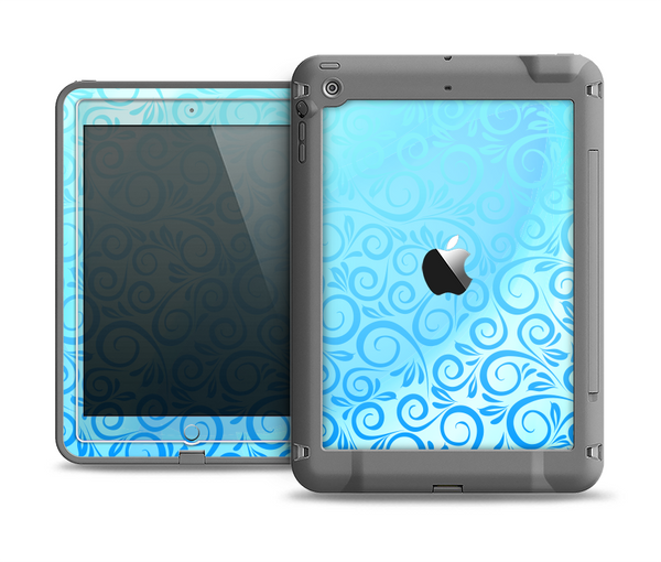 The Bright Blue Vector Spiral Pattern Apple iPad Mini LifeProof Fre Case Skin Set