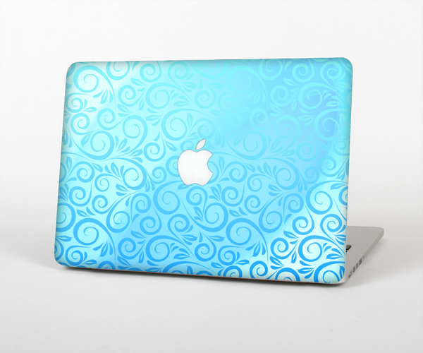 The Bright Blue Vector Spiral Pattern Skin Set for the Apple MacBook Air 11"