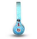 The Bright Blue Vector Spiral Pattern Skin for the Beats by Dre Mixr Headphones