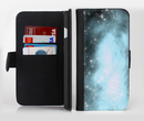 The Bright Blue Vivid Galaxy Ink-Fuzed Leather Folding Wallet Credit-Card Case for the Apple iPhone 6/6s, 6/6s Plus, 5/5s and 5c