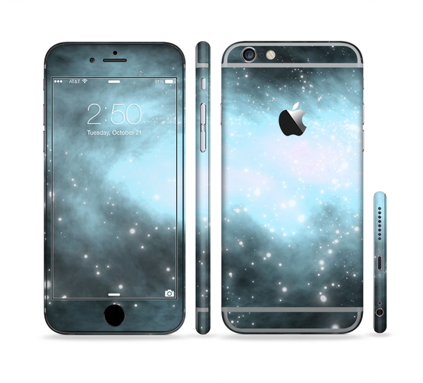 The Bright Blue Vivid Galaxy Sectioned Skin Series for the Apple iPhone 6 Plus