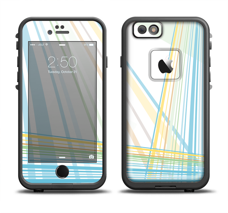 The Bright Blue and Yellow Lines Apple iPhone 6 LifeProof Fre Case Skin Set