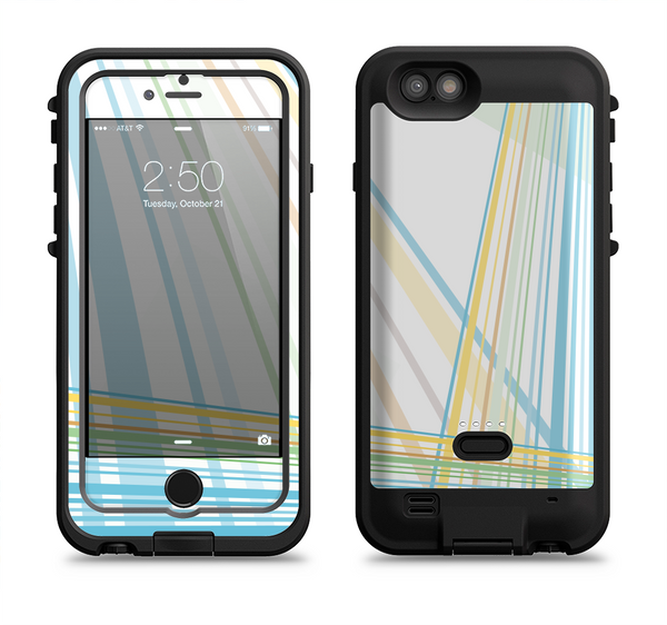 The Bright Blue and Yellow Lines Apple iPhone 6/6s LifeProof Fre POWER Case Skin Set