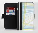 The Bright Blue and Yellow Lines Ink-Fuzed Leather Folding Wallet Credit-Card Case for the Apple iPhone 6/6s, 6/6s Plus, 5/5s and 5c