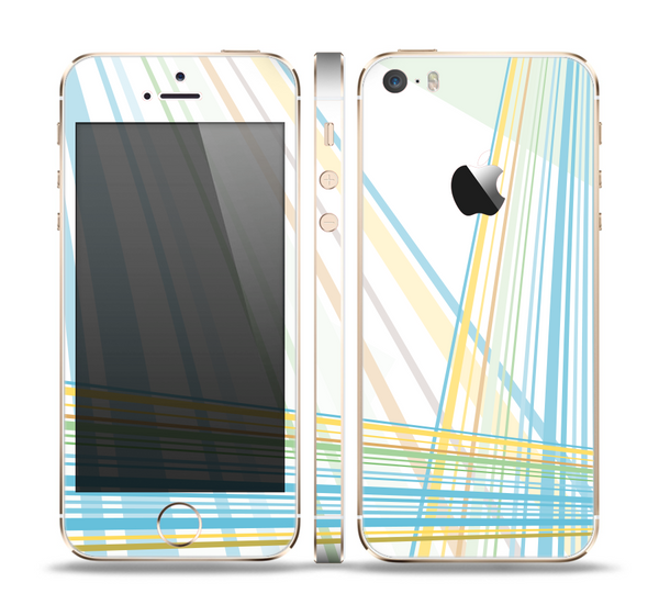 The Bright Blue and Yellow Lines Skin Set for the Apple iPhone 5s