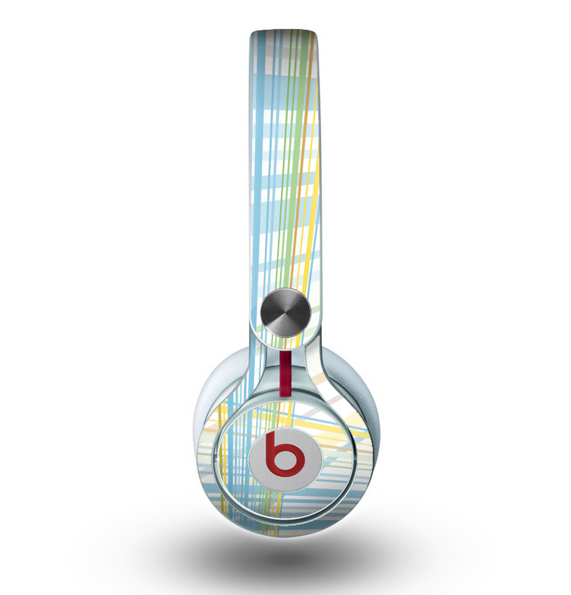The Bright Blue and Yellow Lines Skin for the Beats by Dre Mixr Headphones