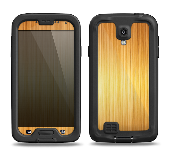 The Bright Brushed Gold Surface Samsung Galaxy S4 LifeProof Fre Case Skin Set