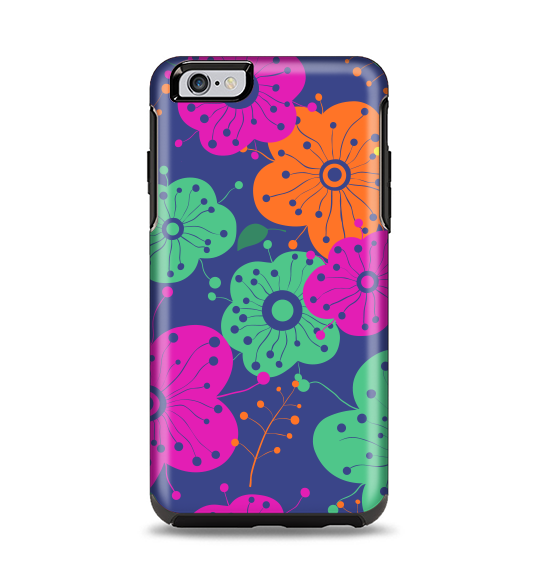 The Bright Colored Cartoon Flowers Apple iPhone 6 Plus Otterbox Symmetry Case Skin Set