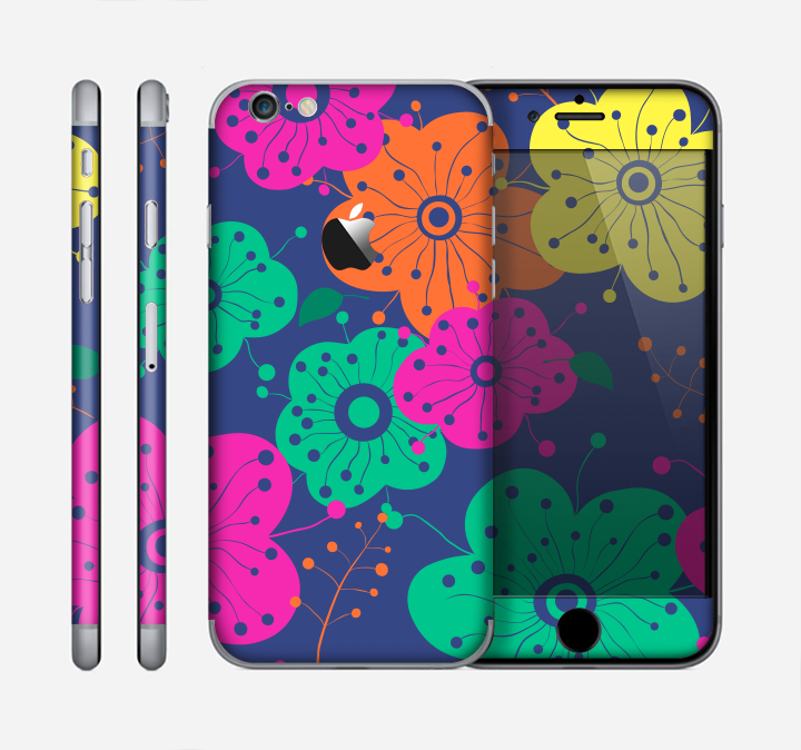 The Bright Colored Cartoon Flowers Skin for the Apple iPhone 6