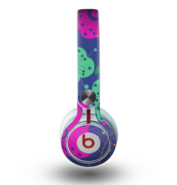 The Bright Colored Cartoon Flowers Skin for the Beats by Dre Mixr Headphones