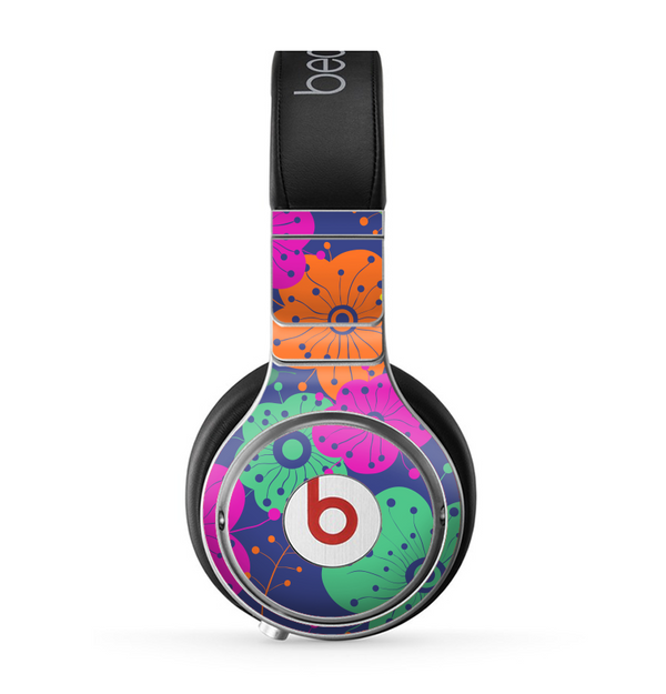 The Bright Colored Cartoon Flowers Skin for the Beats by Dre Pro Headphones
