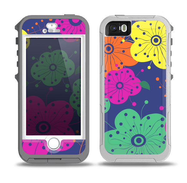 The Bright Colored Cartoon Flowers Skin for the iPhone 5-5s OtterBox Preserver WaterProof Case