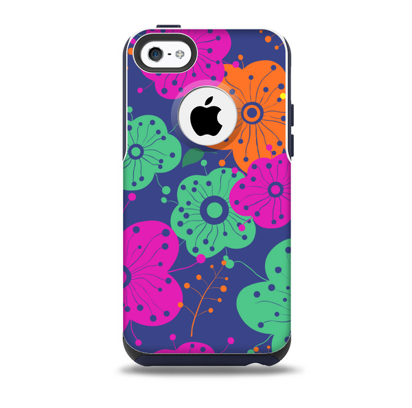 The Bright Colored Cartoon Flowers Skin for the iPhone 5c OtterBox Commuter Case