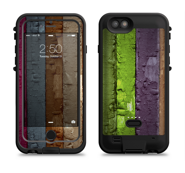 The Bright Colored Peeled Wood Planks Apple iPhone 6/6s LifeProof Fre POWER Case Skin Set