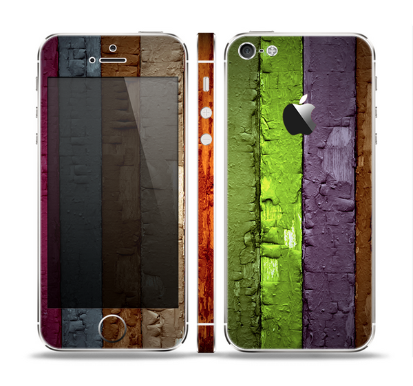The Bright Colored Peeled Wood Planks Skin Set for the Apple iPhone 5
