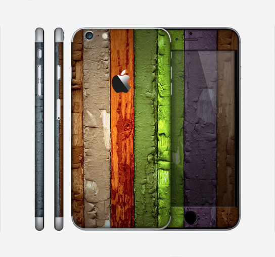 The Bright Colored Peeled Wood Planks Skin for the Apple iPhone 6 Plus