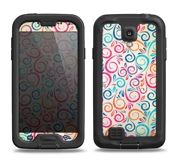 The Bright Colored Vector Spiral Pattern Samsung Galaxy S4 LifeProof Nuud Case Skin Set