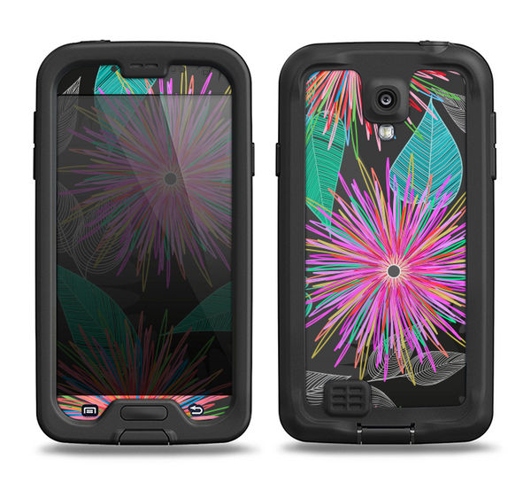 The Bright Colorful Flower Sprouts Samsung Galaxy S4 LifeProof Nuud Case Skin Set