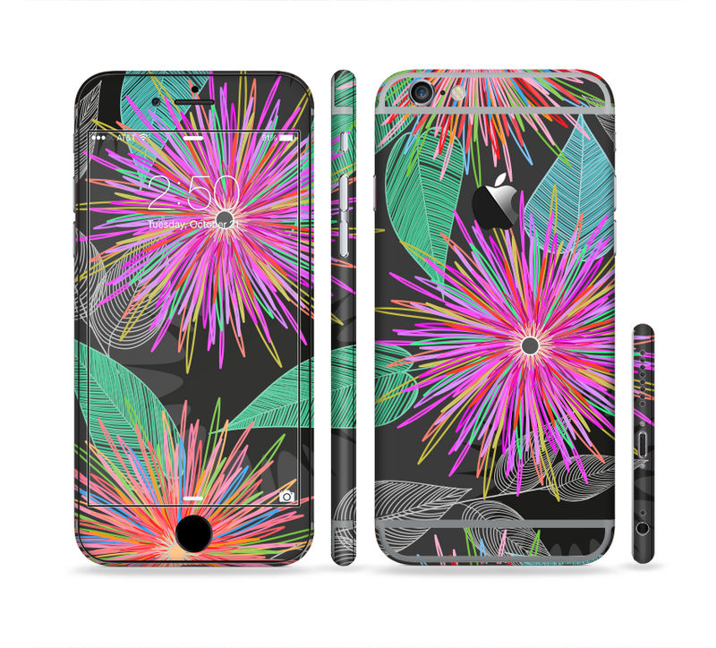 The Bright Colorful Flower Sprouts Sectioned Skin Series for the Apple iPhone 6 Plus